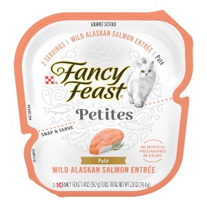 Fancy Feast Petites Wild Alaskan Salmon, Fish, Seafood Pate Wet Cat Food - 2.8oz - 1 of 4
