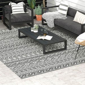 Gulches Outsunny Reversible Outdoor Rug, 9' x 12' Waterproof Plastic Straw Floor Mat with Carry Bag - 1 of 4