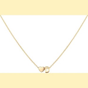 Heart Initial Necklace for Women, 18K Gold Plated Stainless Steel Letter Pendant D - 1 of 4