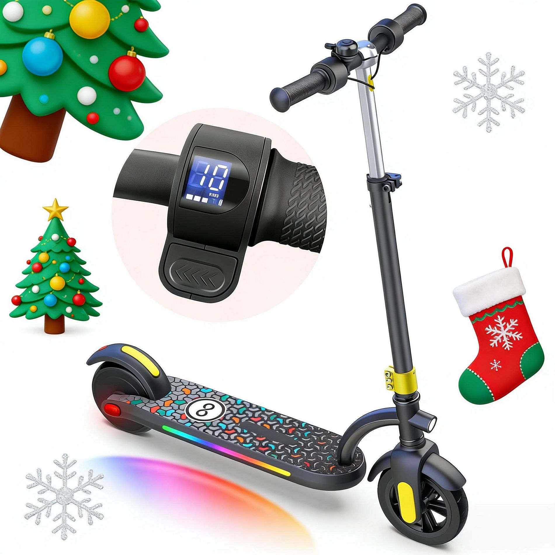 Mastgoal Electric Scooter for Kids, 180W Motor 10mph Speed Electric Scooter with Adjustable Handlebar and LED Light, Best Gift for kids-Gold