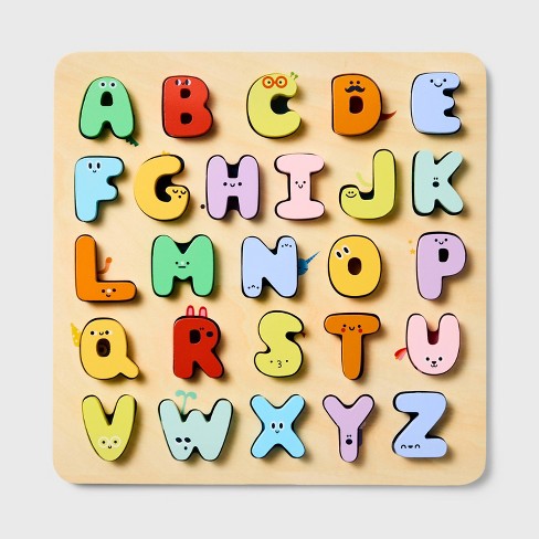 Wooden Abc Puzzle - 27pc - Gigglescape™: Alphabet Peg Toy, Educational ...