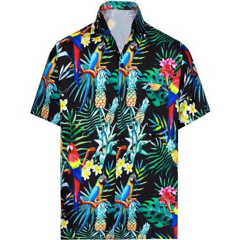 HAPPY BAY Men's Hawaiian Shirt Casual Cruise XX-Large Tropical Parrots Black - image 1 of 4