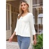 INSPIRE CHIC Women's Casual Peplum 3/4 Sleeve Tie V Neck Ruffle Hem Summer Blouse - 4 of 4