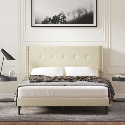 Glenwillow Home Curta Upholstered Platform Bed, Clipped Nailhead Trim ...