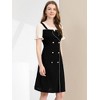 Allegra K Women's Contrast Button Decor Short Sleeve Chiffon Summer Dresses - 4 of 4