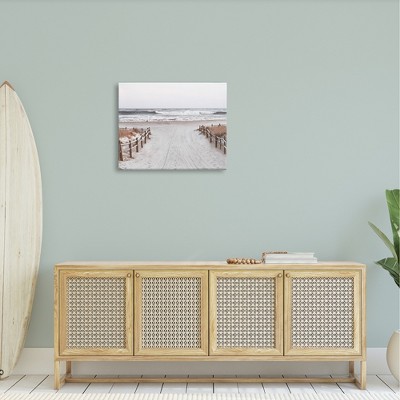 Foggy Horizon Beach Landscape Canvas Wall Art
