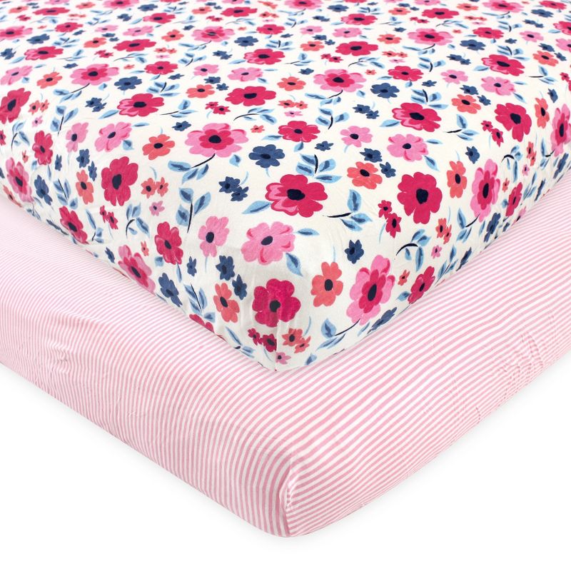 Touched by Nature Baby Girl Organic Cotton Crib Sheet, Garden Floral, One Size, 1 of 3