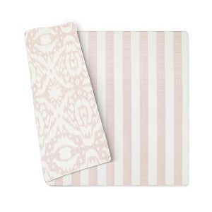 Wander & Roam Reversible Baby PlayMat - Large, Emerson Ikat + Jack Stripe Design - Rose Pink - 1 of 4