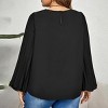 Women's Plus Size Pleated Lantern Sleeve Blouse - Cupshe - 4 of 4