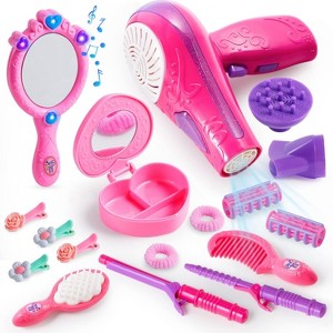 Joyfy 17 Pcs Beauty Salon Toys for Girls, Pretend Play Doll Hair Stylist Toy for Kids Toddler Makeup Party Favor, Birthday Easter Halloween Gift - 1 of 4