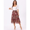 INSPIRE CHIC Women's Floral Elastic Waist Tiered Ruffle Boho Midi Skirts - 2 of 4
