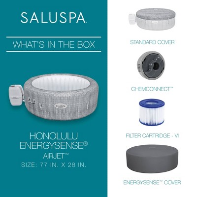 Bestway SaluSpa Gray Round Inflatable Hot Tub with EnergySense Cover