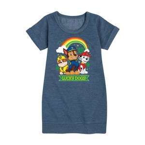 - Paw Patrol - Lucky Dogs Graphic Short Sleeve Fleece Dress - 1 of 4