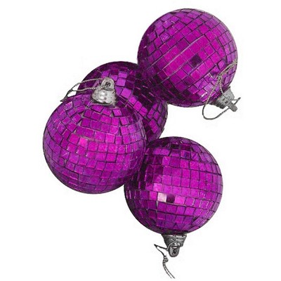 Northlight  Industrial 4ct Mirrored Glass Disco Ball Christmas Ornaments Set 4" - Purple