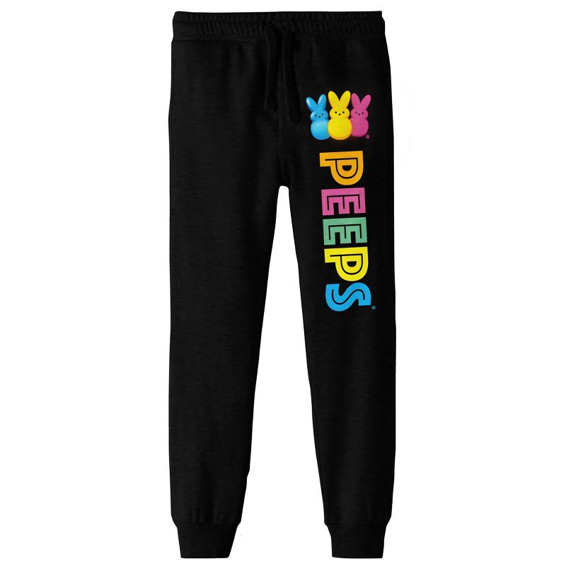 Bioworld Peeps Multi-Colored Bunnies Youth Black Jogger Pants, 1 of 3