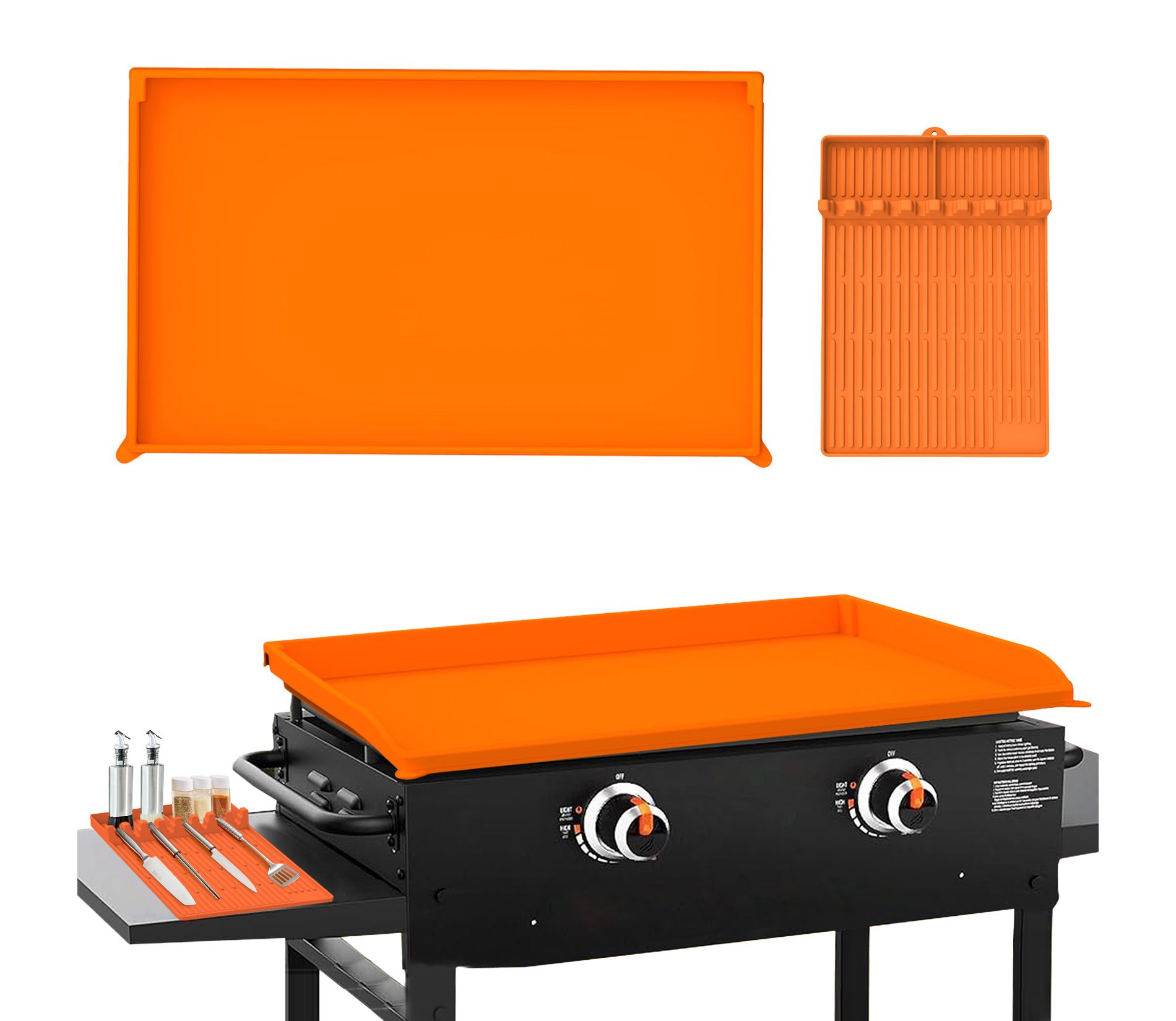 36" Silicone Griddle Mat, Silicone Griddle Cover, Custom-Fit, Water/Oil/Stain Proof with Raised Edge, Easy Clean