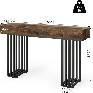 Gulches Modern 55" Console Entryway Table with Metal Legs, Engineered Wood, Rustic Brown - 1 of 4