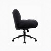 Cross-Leg Chair on Wheels: Wider Thick Seat, Swivel Ergonomic Desk/Vanity, Black - 4 of 4