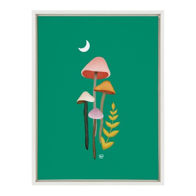 Kate and Laurel Sylvie Tye Dye Fungi Framed Canvas by Erika Wynn, 18x24, White