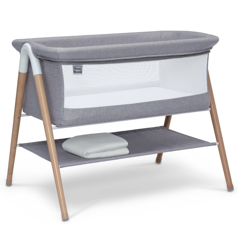 Simmons Kids&#39; Koi Beechwood By the Bed Bassinet - Dove Gray, 1 of 15