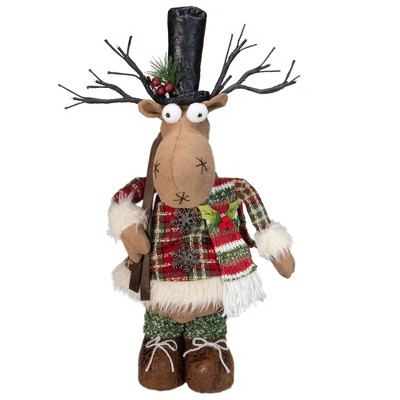 Northlight 20-Inch Standing Christmas Moose Figure with LED Antlers Tabletop Decor