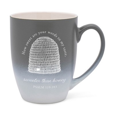 Elanze Designs How Sweet Are Your Words To My Taste Sweeter Than Honey Two Toned Ombre Matte Gray and White 12 ounce Ceramic Stoneware Coffee Cup Mug