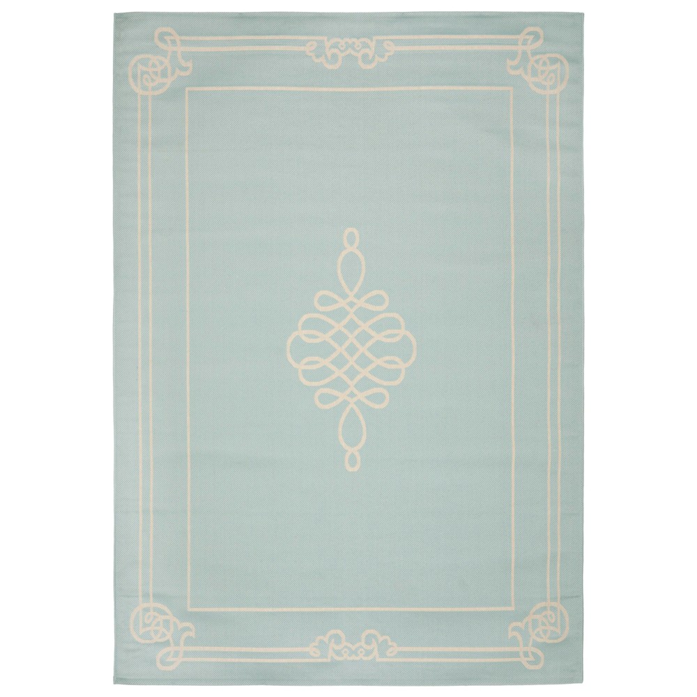 4'X5'7in Talence Outdoor Rug Aqua/Cream - Safavieh