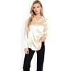 Anna-Kaci Women's Satin Button-Up Blouse with Collared Neck and Long Sleeves - 4 of 4