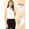 Allegra K Women's Work Office V Neck Stand Collar Lace Cap Sleeve Basic Blouse - 2 of 4