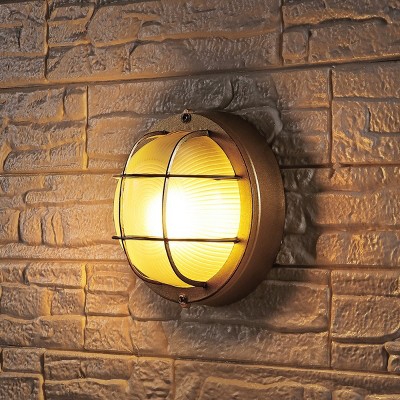 Elson Gold Industrial Outdoor Wall Sconce Set of 2