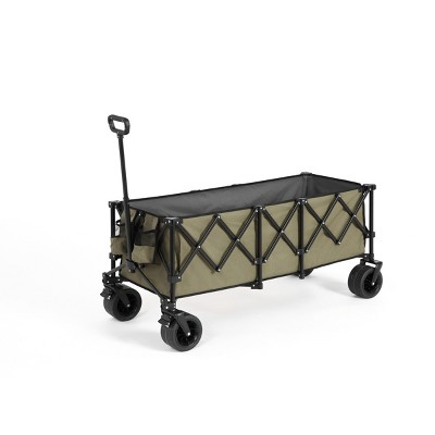 Foldable Extended Steel Wagon Carts With All-Terrain Wheels,Outdoor Utility Wagon For Camping Shopping Sports Fishing -The Pop Home