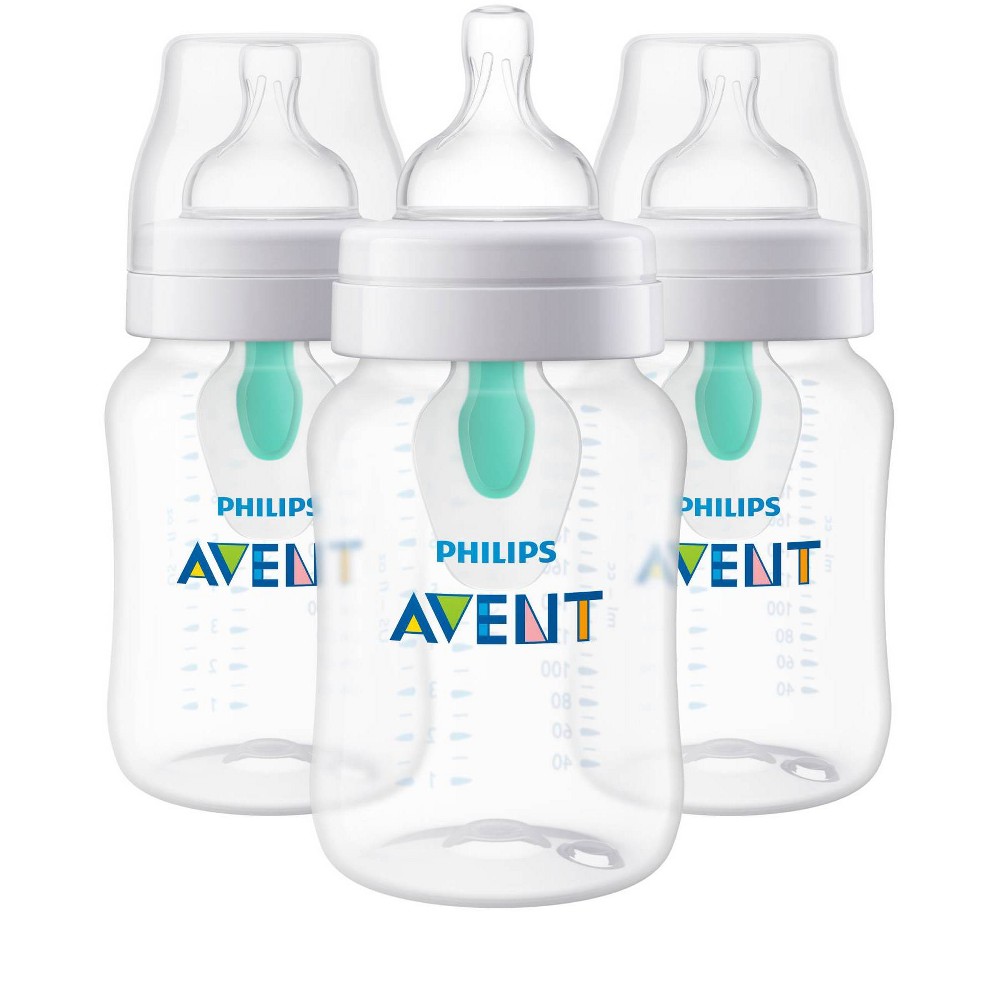 Photos - Baby Bottle / Sippy Cup Philips Avent 3pk Anti-Colic Bottle with AirFree Vent - Clear - 9oz 