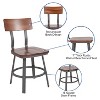 Flash Furniture Flint Series Rustic Walnut Restaurant Chair with Wood Seat & Back and Gray Powder Coat Frame - 3 of 4