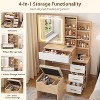 Makeup Vanity Desk with Sliding Mirror, Vanity Dressing Table with 3 Color Lights, Girls Vanity Set with Stool,4 Compact Drawers,Power Outlet - 4 of 4