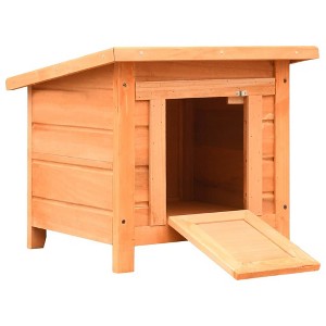Munora 19.7" Solid Wood Cat House - Outdoor Shelter with Waterproof Roof & Ramp for Cats (Brown/Green) - 1 of 4