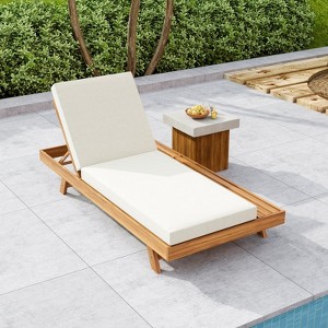 VisioGear Chaise Lounge Chairs, Pool Chairs Lounges with 4 Inch Thick Cushion, Beach Recliners with Adjustable Backrest, Cream, 79"*37.75"*34" - 1 of 4
