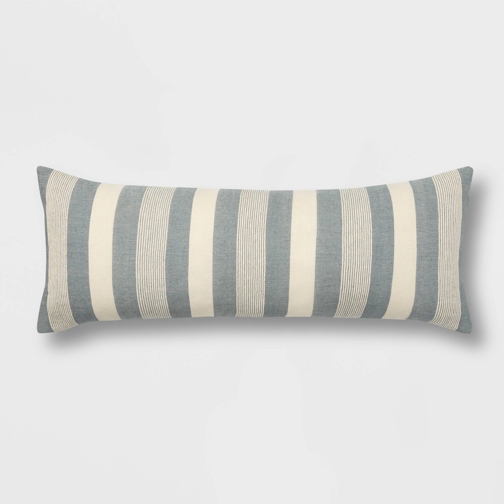 Oversized Oblong Woven Stripe Throw Pillow Gray - Threshold