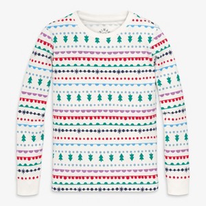 Primary Kids Organic Long Sleeve Pj Top In Holiday Prints - 1 of 3