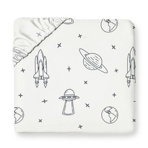 Makemake Organics GOTS Certified Organic Cotton Kids Fitted Sheet - Astro - 1 of 4