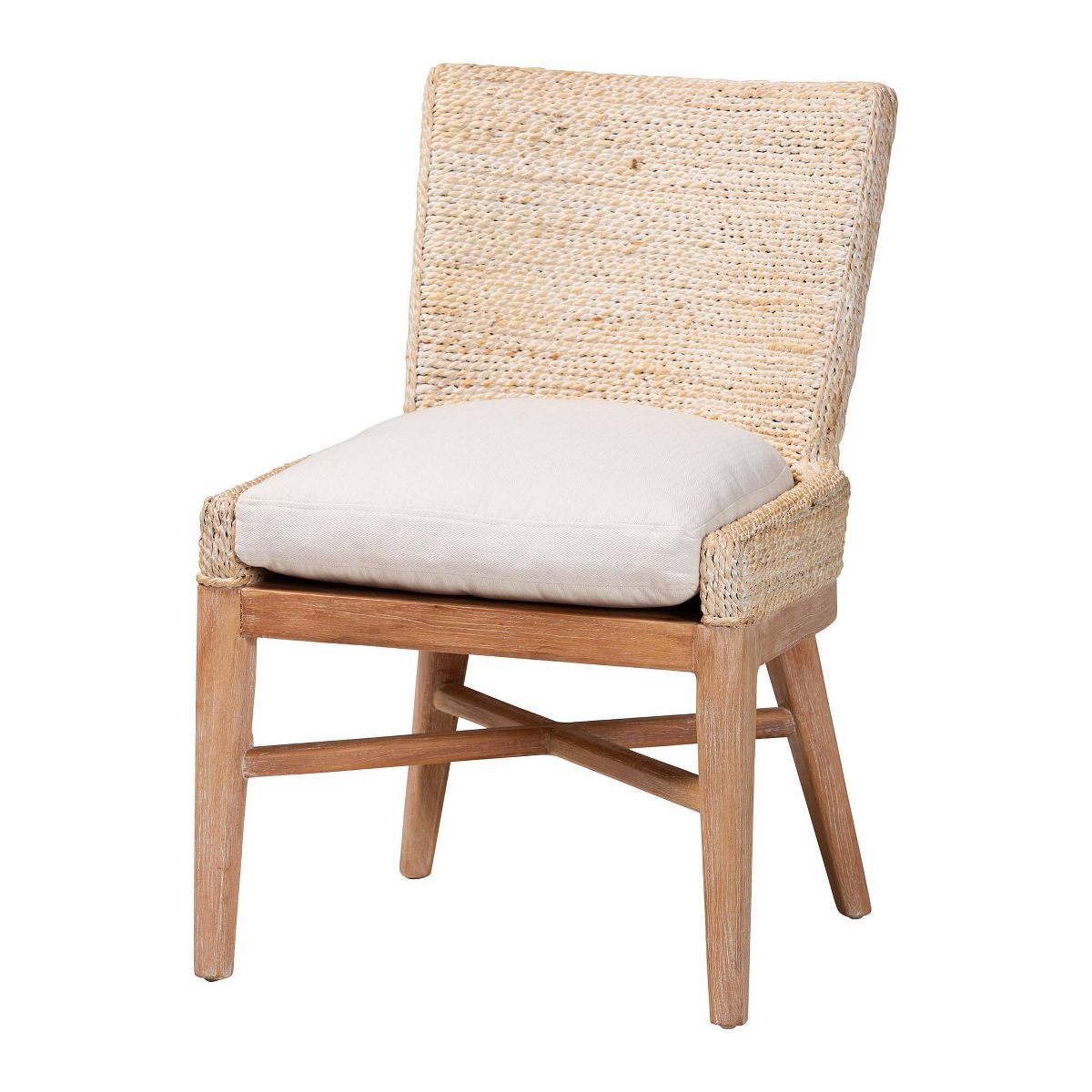 bali & pari Ridley Seagrass Dining Chair with Mahogany Wood Frame White Wash