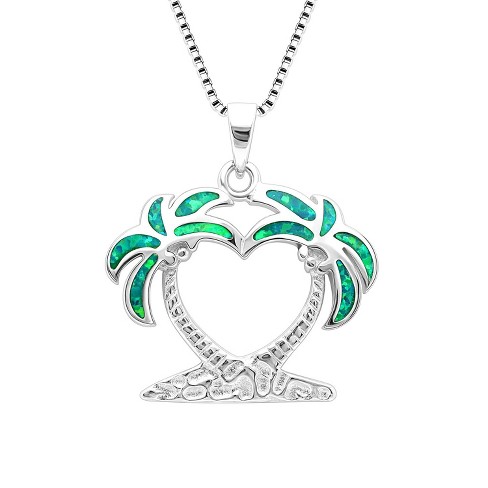 Palm Tree Necklace for Women Green Fire Opal Sterling Silver Ginger Lyne Collection - image 1 of 4