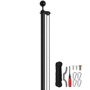 VEVOR 30FT Sectional Flag pole Kit, Aluminum Alloy in Ground Flag poles for Outside, 3 Display Modes Flagpole with 3x5 American Flag, Black - 1 of 4