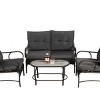 Outdoor 4 Pcs Furniture Set, Sofas with Steel Frame and PE Cushions, Wicker Conversation Sets with Rattan Chair and Coffee Table-Coolbibila - 2 of 4