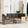vidaXL 6 Piece Patio Sofa Set with Cushions Gray Poly Rattan - With Table - 2 of 4