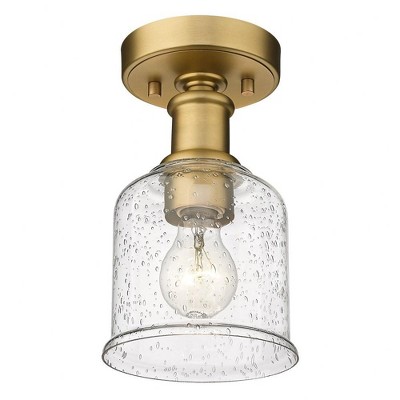 Heritage Brass and Clear Glass Globe Flush Mount Light