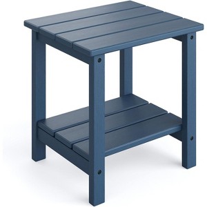 Outdoor Adirondack Side Table, 2-Tier Sturdy Patio End Table Weather Resistant, Outdoor Square Side Tables for Patio, Poolside, Porch, Backyard - 1 of 4