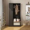 NicBex Hall Tree with Bench 35 In Hall Trees for Entryway with 3 Hooks, 1 Shoe Cabinet, and Large Side Storage Cabinet, Black - 2 of 4