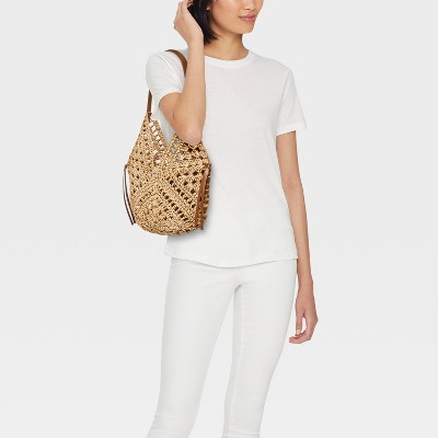 Сумки Universal Thread Hand Crocheted Straw Tassel Shoulder Bag - Universal Thread™ Natural — фото 2