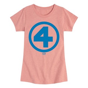 Girls' - Marvel - Fantastic Four Logo Blue Fitted Short Sleeve Graphic T-Shirt - 1 of 4