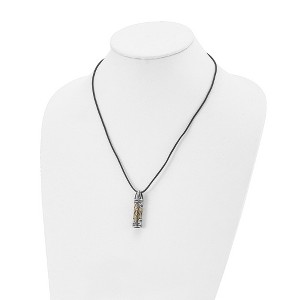 Chisel Stainless Steel Antiqued and with Yellow IP-plated Accent Star of David Pendant on a 20" Leather Cord Necklace - 1 of 4